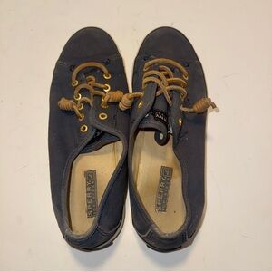 Sperry Navy Canvas Shoes with Tan Interior